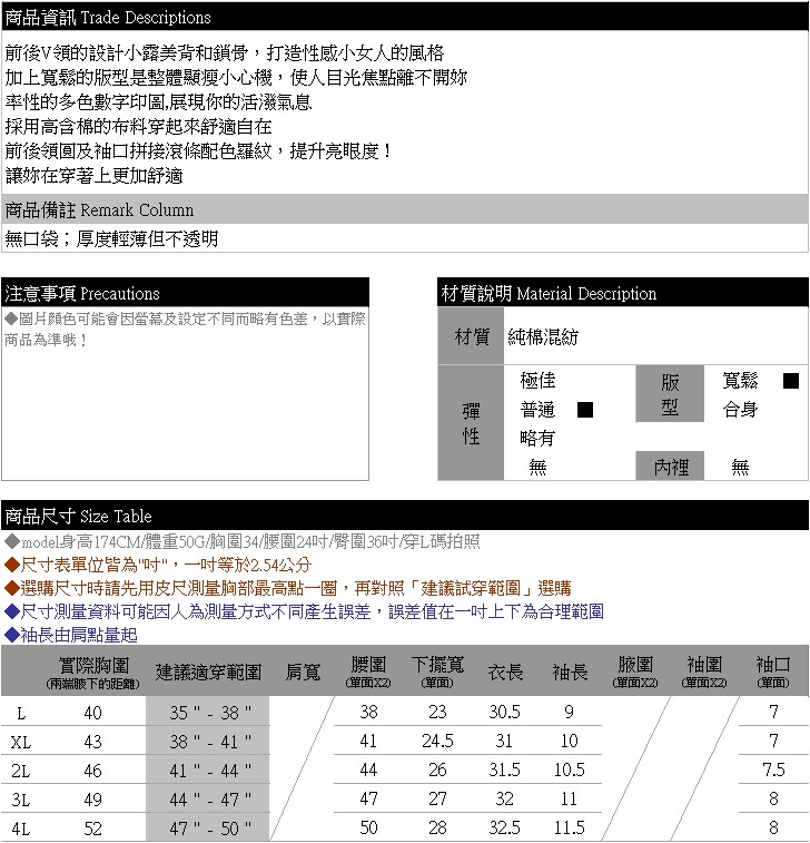 長版T--性感亮眼前後V領露背多色數字印圖短袖長版上衣(黑.綠L-4L)-U547眼圈熊中大尺碼